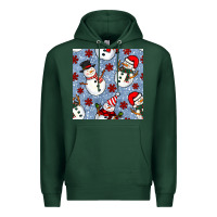 Sports Green christmas snowman seamless pattern Premium Hoodie - BundleAndBundleShop