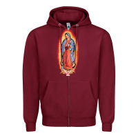 Burgundy our lady of guadalupe virgin mary Zipper Hoodie - tuanDangUi