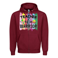 Burgundy Teacher of a warrior Zipper Hoodie - CowhideDigitalArt