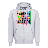 Heather Grey Teacher of a warrior Zipper Hoodie - CowhideDigitalArt