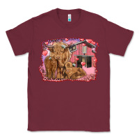 Burgundy valentines day mama cow and baby cows Classic Tee - RanaPortraitStore
