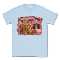 Dusty Blue valentines day mama cow and baby cows Classic Tee - RanaPortraitStore
