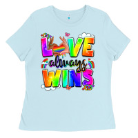 Baby Blue love always wins Ladies Tee - LillyAllenDesigns