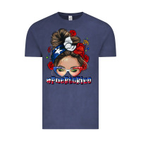 Vintage Denim Puerto Rico messy bun Vintage Tee - NancyCooperArtShop