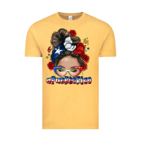 Vintage Mustard Puerto Rico messy bun Vintage Tee - NancyCooperArtShop