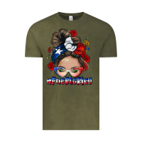 Vintage Olive Puerto Rico messy bun Vintage Tee - NancyCooperArtShop