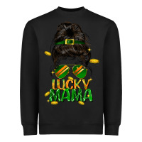 Black lucky mama St. Patricks Day Heavyweight Sweatshirt - FaDigitalArtStudio