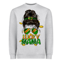 Heather Grey lucky mama St. Patricks Day Heavyweight Sweatshirt - FaDigitalArtStudio