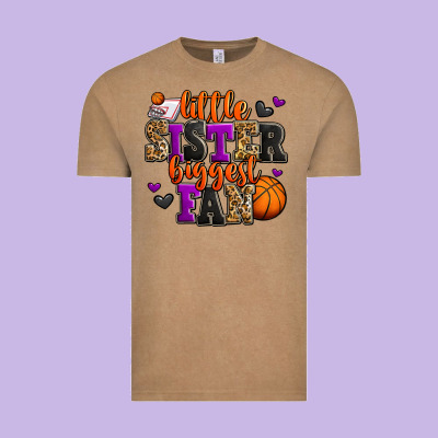 Little Sister Biggest Fan Basketball Vintage Tee Designed By Jasminsmagicworld