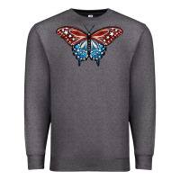 Charcoal Heather Patriotic American Butterfly Premium Sweatshirt - LillyAllenDesigns