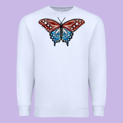 Patriotic American Butterfly Premium Sweatshirt Designed By Lillyallendesigns