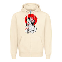 Sandshell japanese geisha samurai fox mask red sun Zipper Hoodie - tuanDangUi