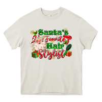 Cream santas favorite hair stylist Heavy Core Tee - MaliasSmallBusiness