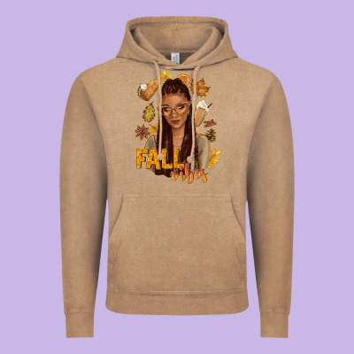 Fall Vibes Afro Woman Vintage Hoodie Designed By Nancycooperartshop