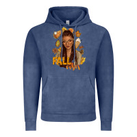 Vintage Denim Fall vibes afro woman Vintage Hoodie - NancyCooperArtShop