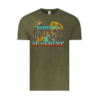 Vintage Olive Raised on Country and Sunshine Vintage Tee - texasbilliewilder