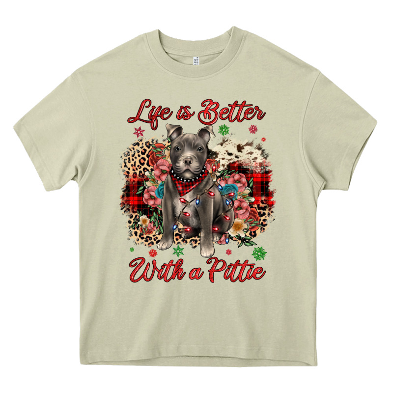 Christmas Life Is Better With A Pittie Heavy Core Tee by JahusDesignShop | Teevron