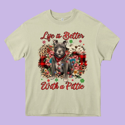 Christmas Life Is Better With A Pittie Heavy Core Tee Designed By Jahusdesignshop