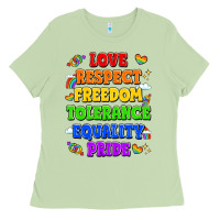 Matcha love respect freedom tolerance equality pride Ladies Tee - LillyAllenDesigns