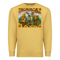 Antique Gold Western Charolais Heifer With Sunflowers Premium Sweatshirt - LillyAllenDesigns
