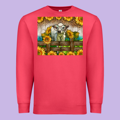 Western Charolais Heifer With Sunflowers Premium Sweatshirt Designed By Lillyallendesigns