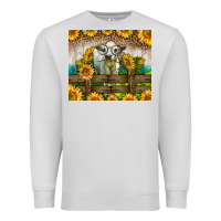 Dove Grey Western Charolais Heifer With Sunflowers Premium Sweatshirt - LillyAllenDesigns