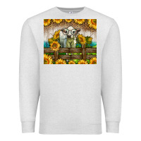 Oatmeal Heather Western Charolais Heifer With Sunflowers Premium Sweatshirt - LillyAllenDesigns