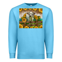Ocean Blue Western Charolais Heifer With Sunflowers Premium Sweatshirt - LillyAllenDesigns