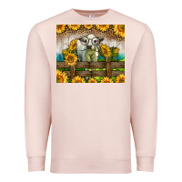 Pale Pink Western Charolais Heifer With Sunflowers Premium Sweatshirt - LillyAllenDesigns