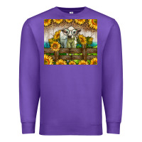 Purple Western Charolais Heifer With Sunflowers Premium Sweatshirt - LillyAllenDesigns