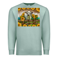 Seafoam Western Charolais Heifer With Sunflowers Premium Sweatshirt - LillyAllenDesigns