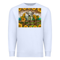 White Western Charolais Heifer With Sunflowers Premium Sweatshirt - LillyAllenDesigns
