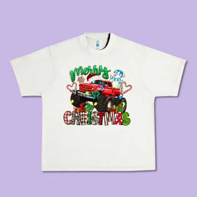 Merry Christmas Monster Truck Urban Heavy Tee Designed By Texasbilliewilder