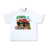 White merry christmas monster truck Urban Heavy Tee - texasbilliewilder