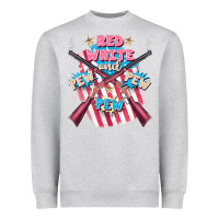 Heather Grey Red white and pew pew pew Heavyweight Sweatshirt - FaDigitalArtStudio