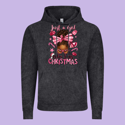 Just A Girl Who Loves Pink Christmas Afro Messy Bu Vintage Hoodie Designed By Texasbilliewilder
