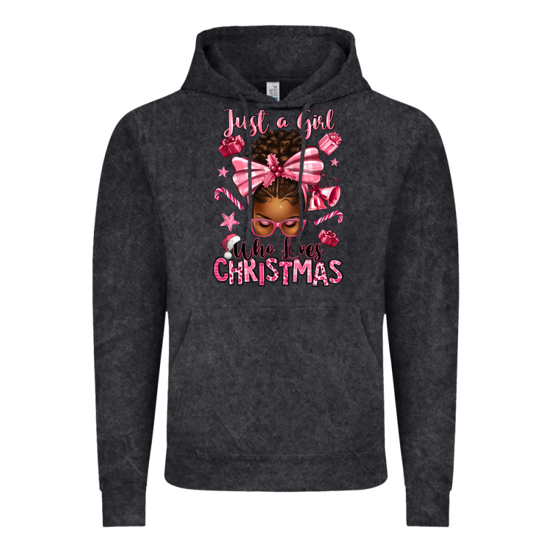 Just A Girl Who Loves Pink Christmas Afro Messy Bu Vintage Hoodie by texasbilliewilder | Teevron
