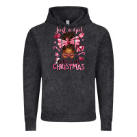 Vintage Black just a girl who loves pink christmas afro messy bu Vintage Hoodie - texasbilliewilder