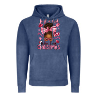 Vintage Denim just a girl who loves pink christmas afro messy bu Vintage Hoodie - texasbilliewilder