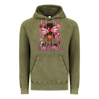 Vintage Olive just a girl who loves pink christmas afro messy bu Vintage Hoodie - texasbilliewilder