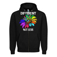 Black Different Not Less Daisy Autism Puzzle Zipper Hoodie - CowhideDigitalArt
