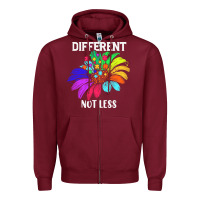 Burgundy Different Not Less Daisy Autism Puzzle Zipper Hoodie - CowhideDigitalArt