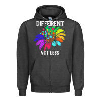 Charcoal Heather Different Not Less Daisy Autism Puzzle Zipper Hoodie - CowhideDigitalArt