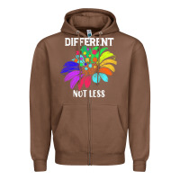 Chestnut Different Not Less Daisy Autism Puzzle Zipper Hoodie - CowhideDigitalArt