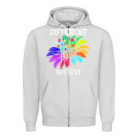 Dove Grey Different Not Less Daisy Autism Puzzle Zipper Hoodie - CowhideDigitalArt