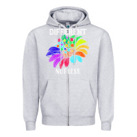 Heather Grey Different Not Less Daisy Autism Puzzle Zipper Hoodie - CowhideDigitalArt