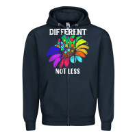Navy Different Not Less Daisy Autism Puzzle Zipper Hoodie - CowhideDigitalArt