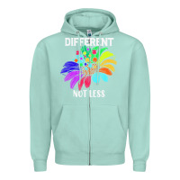 Seafoam Different Not Less Daisy Autism Puzzle Zipper Hoodie - CowhideDigitalArt