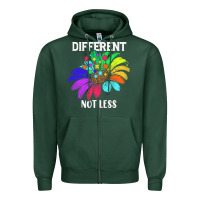 Sports Green Different Not Less Daisy Autism Puzzle Zipper Hoodie - CowhideDigitalArt