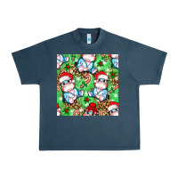 Midnight Navy Christmas cute hippo sitting Urban Heavy Tee - NancyCooperArtShop
